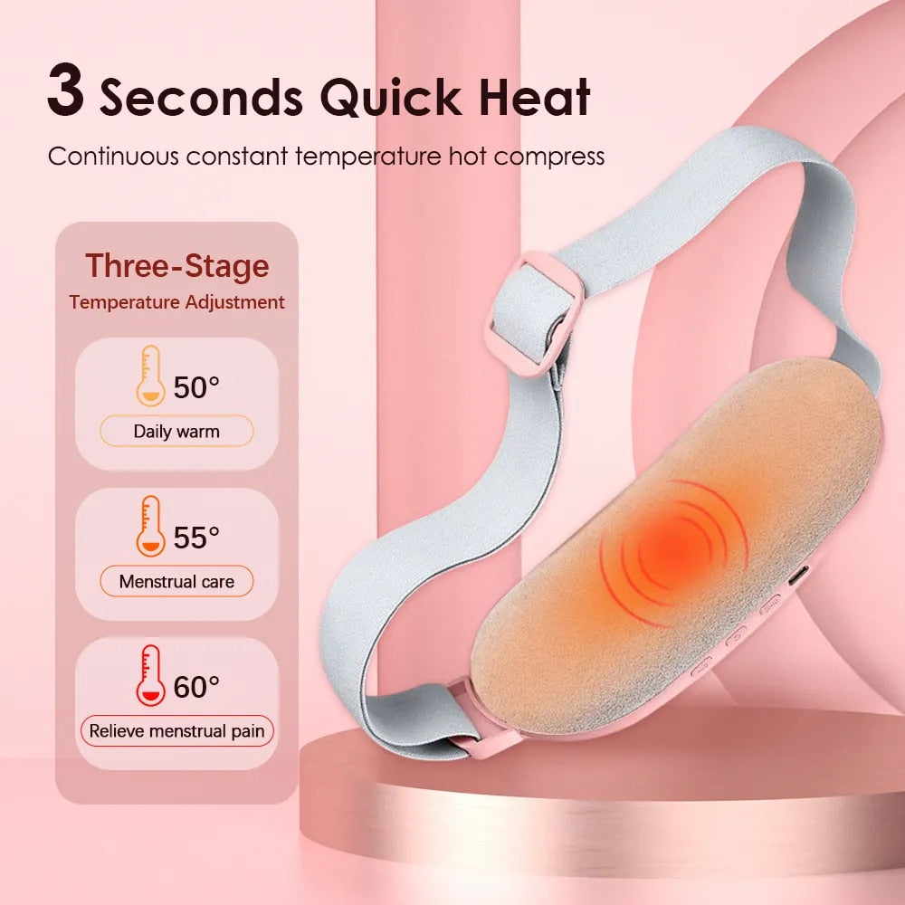 Electric Period Cramp Massager Vibrating Heating Belt for Menstrual Colic Relief Pain